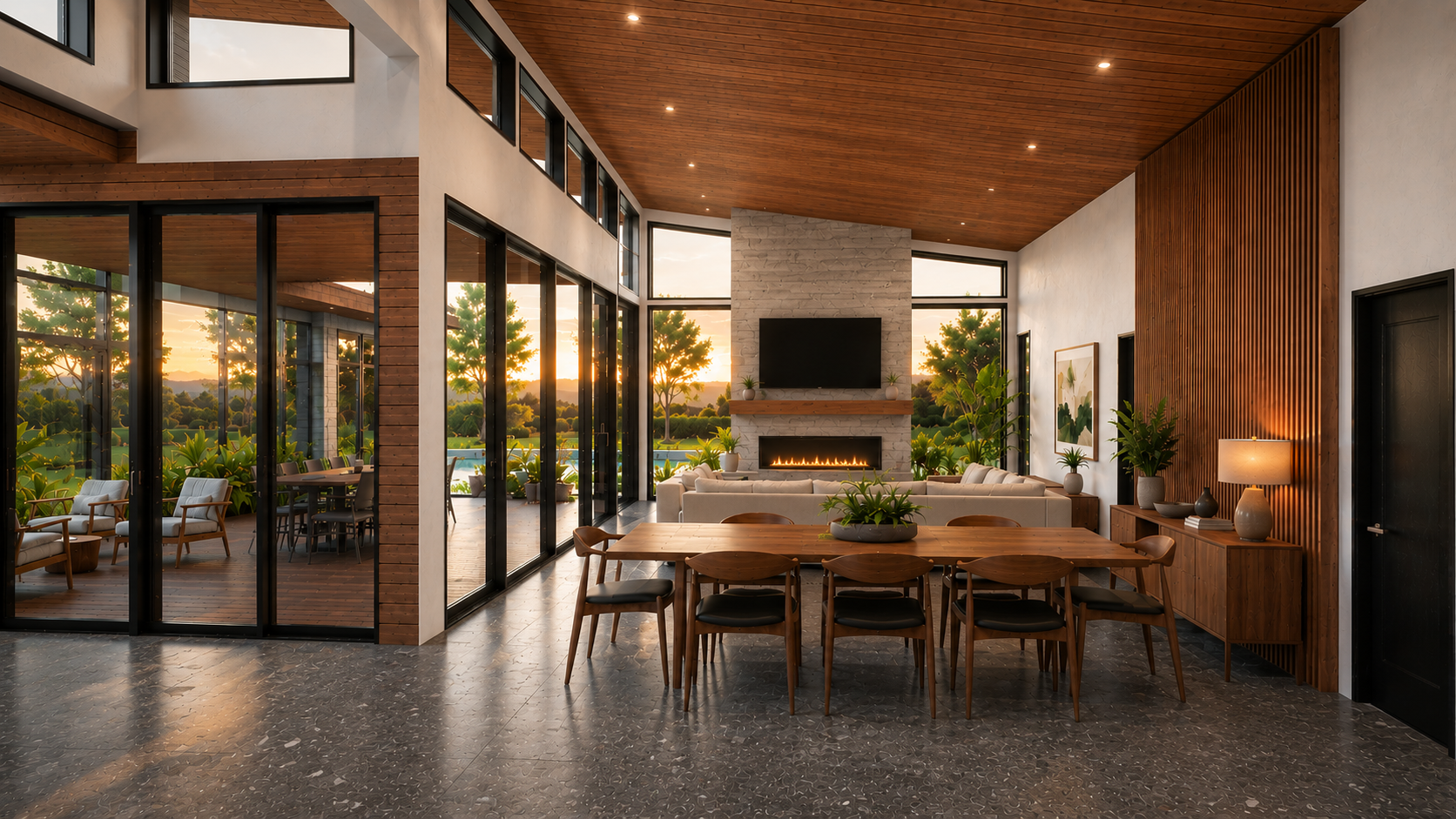 Living and dining space rendering